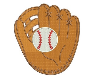 Baseball Mitt (Glove) with a ball Machine Embroidery Digitized Filled Design Pattern - Instant Download - 4x4 , 5x7, 6x10