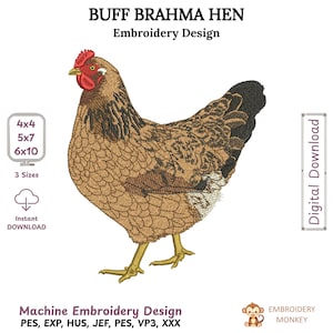 Buff Brahma Brown Hen Embroidery Design – Chicken Filled Stitch Pattern