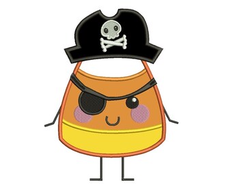 Pirate Candy Corn Halloween Applique Machine Embroidery Digitized Design Pattern  - Instant Download - 4x4 , 5x7,6x10 -hoops