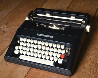 CUSTOM COLORS AVAILABLE - Black Olivetti Lettera 35 Typewriter - Professionally Serviced - Guaranteed Quick Delivery