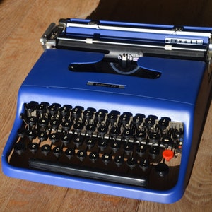 CUSTOM MADE Typewriter 1950's Royal Blue Olivetti Lettera 22 Fully Serviced Working Perfectly image 1