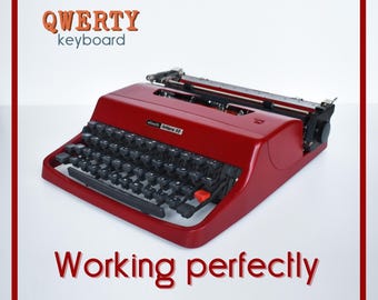 CUSTOM COLORS AVAILABLE - Cherry Red Olivetti Lettera 32 Typewriter - Professionally Serviced - Guaranteed Quick Delivery