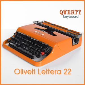 Typewriter - 1950&#39;s Yellow Orange Olivetti Lettera 22 - Fully Serviced - Working Perfectly