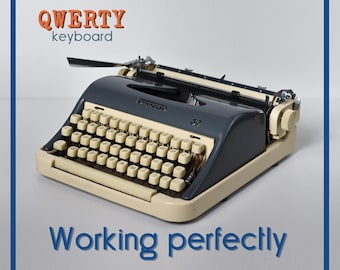 PERFECTLY WORKING Typewriter - Blue and Cream Torpedo 30 - Professionally Serviced - 1-3 Day Delivery WORLDWIDE