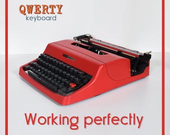 CUSTOM COLORS AVAILABLE - Light Red Olivetti Lettera 32 Typewriter - Professionally Serviced - Guaranteed Quick Delivery