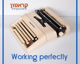 HEBREW WORKING Typewriter - Beige Olivetti Lettera 35 - Professionally Serviced - 1-3 Day Delivery WORLDWIDE