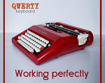 CUSTOM COLORS AVAILABLE - Cherry Red Olivetti Lettera 35 Typewriter - Professionally Serviced - Guaranteed Quick Delivery