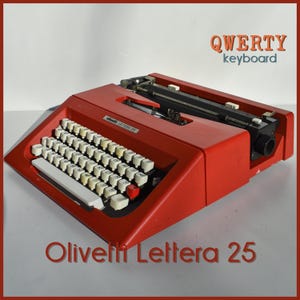 Professionally Serviced - Red Olivetti Lettera 25 Typewriter - Working Perfectly
