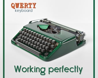 PERFECTLY WORKING Typewriter - Metallic Green Olympia Portable - Professionally Serviced - 1-3 Day Delivery WORLDWIDE