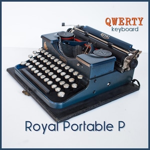 Professionally Serviced - RARE Blue Crackled Paint - Royal Portable P Typewriter - Working Perfectly