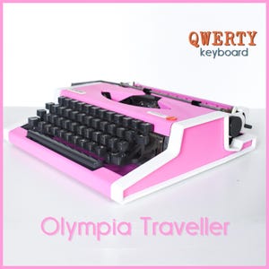Professionally Serviced - Pink Olympia Traveller Typewriter - Working Perfectly