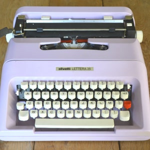 Professionally Serviced - Lilac Olivetti Lettera 35 Typewriter -  Working Perfectly