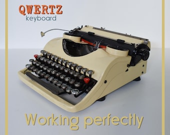 PERFECTLY WORKING Typewriter - Cream Groma Model N - Professionally Serviced - 1-3 Day Delivery WORLDWIDE
