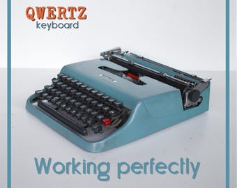 PERFECTLY WORKING Typewriter - Blue Olivetti Lettera 22 - Professionally Serviced - 1-3 Day Delivery WORLDWIDE