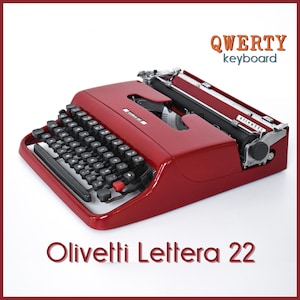 Schreibmaschine - 1950er Jahre Cherry Red Olivetti Lettera 22 Schreibmaschine - komplett gewartet - funktioniert einwandfrei