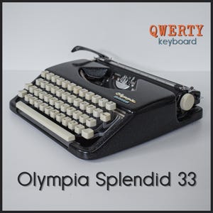 6 DAY US DELIVERY - Professionally Serviced - Glitter Black Olympia Splendid 33 Typewriter - Working Perfectly