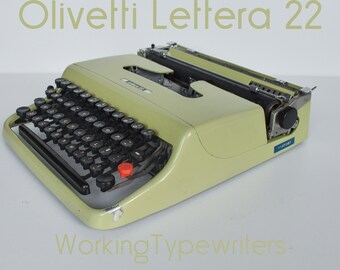 Professioneel onderhouden - Lichtgroen Olivetti Lettera 22 - Werkt perfect