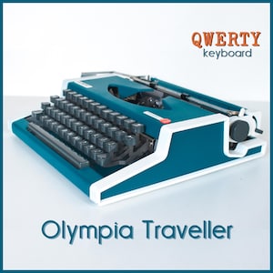 Limited Edition - Professionally Serviced - Teal Olympia Traveller Typewriter - Working Perfectly