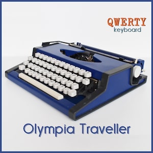 Professionally Serviced - Blue Olympia Traveller Typewriter - Working Perfectly