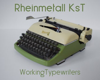 Professionally Serviced - Creme-Green Rheinmetall KsT Typewriter - Working Perfectly