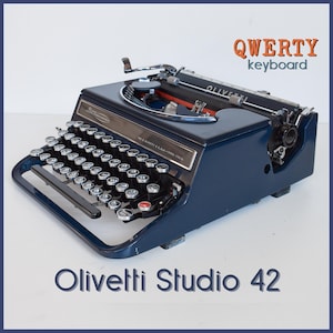 Professionally Serviced - RARE Dark Blue Olivetti Studio 42 Typewriter - Working Perfectly