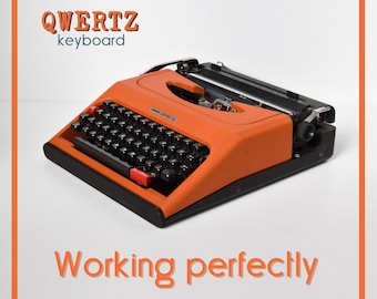 PERFECTLY WORKING Typewriter - Bright Orange Compact 326 - Professionally Serviced - 1-3 Day Delivery WORLDWIDE