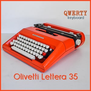 RARE FONT - Custom Orange Olivetti Lettera 35 Typewriter - Professionally Serviced - Working Perfectly