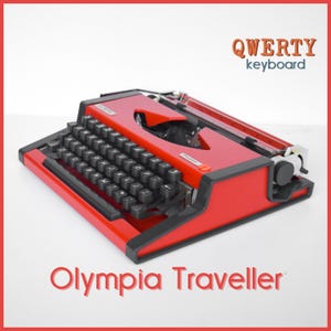 Professionally Serviced - Red Olympia Traveller Typewriter - Working Perfectly
