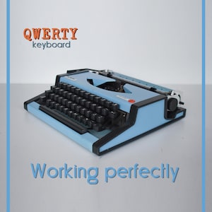 CUSTOM COLORS AVAILABLE - Baby Blue Olympia Traveller Typewriter - Professionally Serviced - Guaranteed Quick Delivery