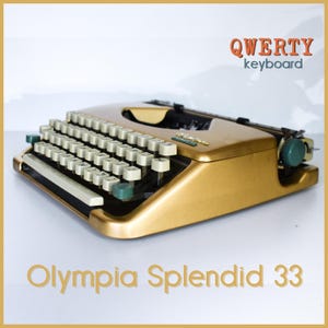 SALE! Professionally Serviced - Gold Olympia Splendid 33 Typewriter - Working Perfectly