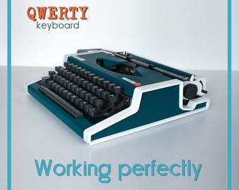 CUSTOM COLORS AVAILABLE - Dark Teal Olympia Traveller Typewriter - Professionally Serviced - Guaranteed Quick Delivery