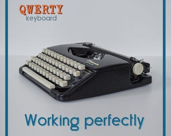 CUSTOM COLORS AVAILABLE - Black Glitter Olympia Splendid 33 Typewriter - Professionally Serviced - Guaranteed Quick Delivery