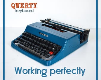 CUSTOM COLORS AVAILABLE - Prussian Blue Olivetti Lettera 32 Typewriter - Professionally Serviced - Guaranteed Quick Delivery