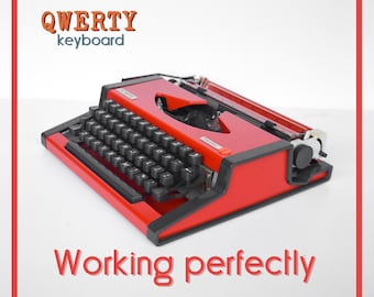 CUSTOM COLORS AVAILABLE - Red Olympia Traveller Typewriter - Professionally Serviced - Guaranteed Quick Delivery