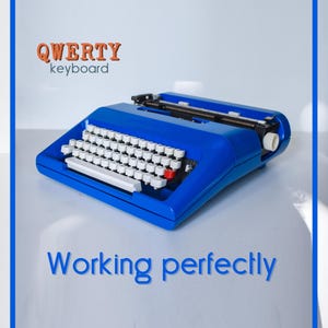 CUSTOM COLORS AVAILABLE - Bright Blue Olivetti Lettera 35 Typewriter - Professionally Serviced - Guaranteed Quick Delivery