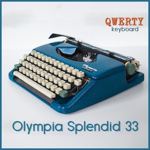 Professionally Serviced - Glitter Blue Olympia Splendid 33 Typewriter - Working Perfectly