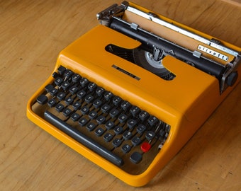 CUSTOM MADE Typewriter - 1950's Yellow Orange Olivetti Lettera 22 - Fully Serviced - Working Perfectly