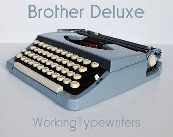 Professionally Serviced - Light Blue Brother De Luxe Typewriter - Working Perfectly