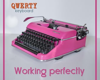 CUSTOM COLORS AVAILABLE - Hot Pink Olympia SM4 Typewriter - Professionally Serviced - Guaranteed Quick Delivery