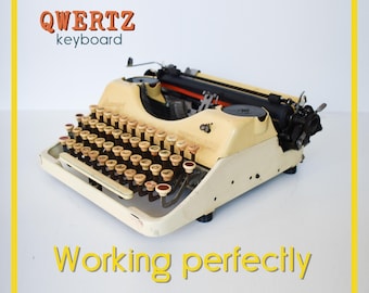 PERFECTLY WORKING Typewriter - Light Yellow Rheinmetall KsT - Professionally Serviced - 1-3 Day Delivery WORLDWIDE