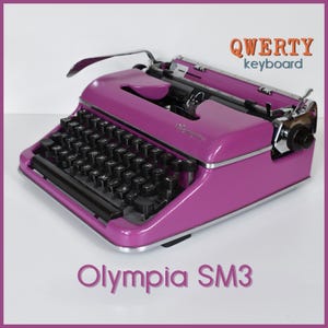 Professionally Serviced - Pink Olympia SM3 Typewriter - Working Perfectly