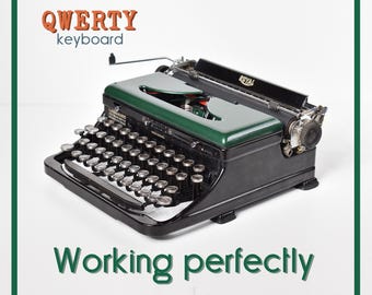 PERFECTLY WORKING Typewriter - Black and Green Royal Portable O - Professionally Serviced - 1-3 Day Delivery WORLDWIDE