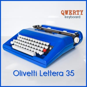 Professionally Serviced - Techno - Blue Olivetti Lettera 35 Typewriter -  Working Perfectly
