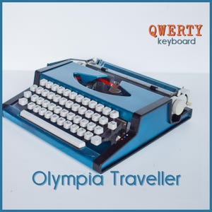 LIMITED EDITION - Working Typewriter - Olympia Traveler in Metallic Blue - Working Perfectly