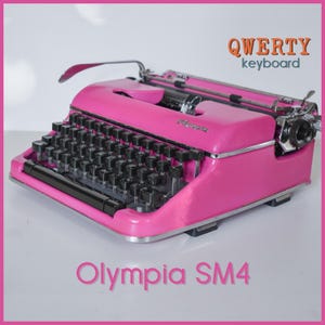 Professionally Serviced - Limited Edition - Hot Pink Olympia SM4 Typewriter - Working Perfectly