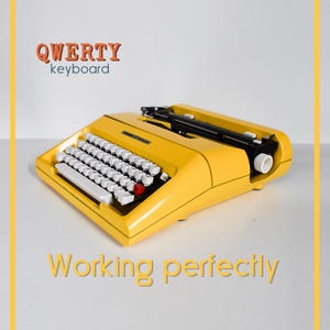 CUSTOM COLORS AVAILABLE - Bright Yellow Olivetti Lettera 35 Typewriter - Professionally Serviced - Guaranteed Quick Delivery