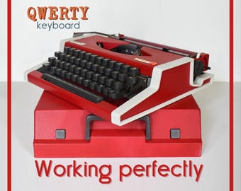 CUSTOM COLORS AVAILABLE - Cherry Red Olympia Traveller Typewriter - Professionally Serviced - Guaranteed Quick Delivery