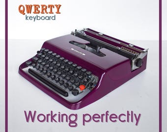 CUSTOM COLORS AVAILABLE - Deep Purple Olivetti Lettera 22 Typewriter - Professionally Serviced - Guaranteed Quick Delivery