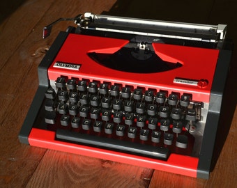 MADE TO ORDER - Professionally Serviced - Red Olympia Traveller Typewriter - Working Perfectly
