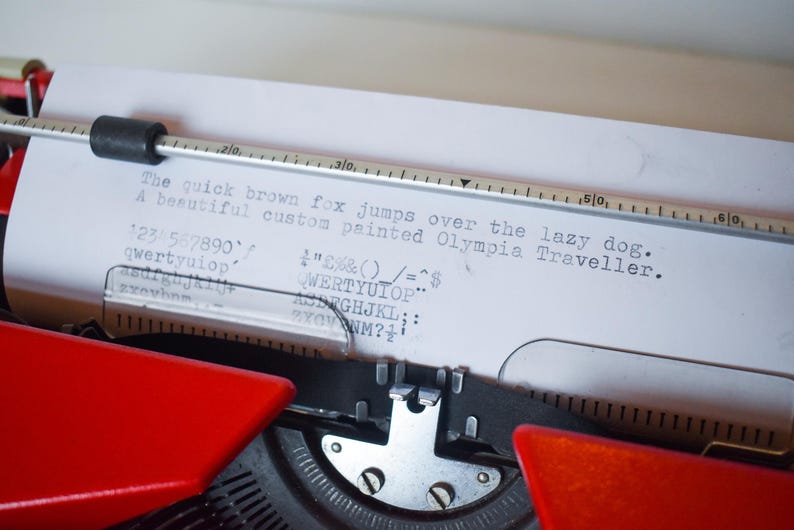 Typewriter Ruler CUSTOM COLORS AVAILABLE - Red Olympia Traveller Typewriter ...